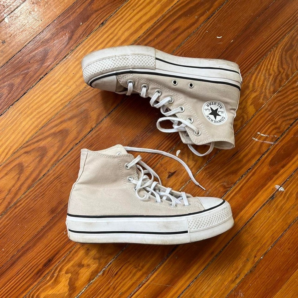2010s Cream Platform Converse Chuck Taylor High size 7w